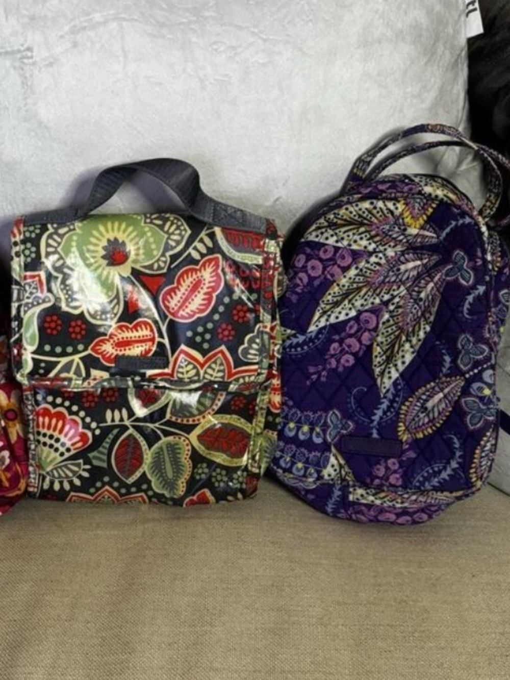 Set of 2 Vera Bradley Quilted Lunch Bags/ Make Up Bags- Retired Patterns